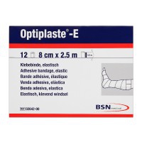 Optiplaste-E (ex-elastoplast-E) 8 cm x 2,5 metros: Venda elástica adhesiva de algodón y viscosa (Caja de 12 unidades)